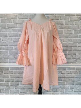 NWT Mulla Muted Pink Cotton Poet Sleeve Midi Dress Renaissance Fairy Selkie